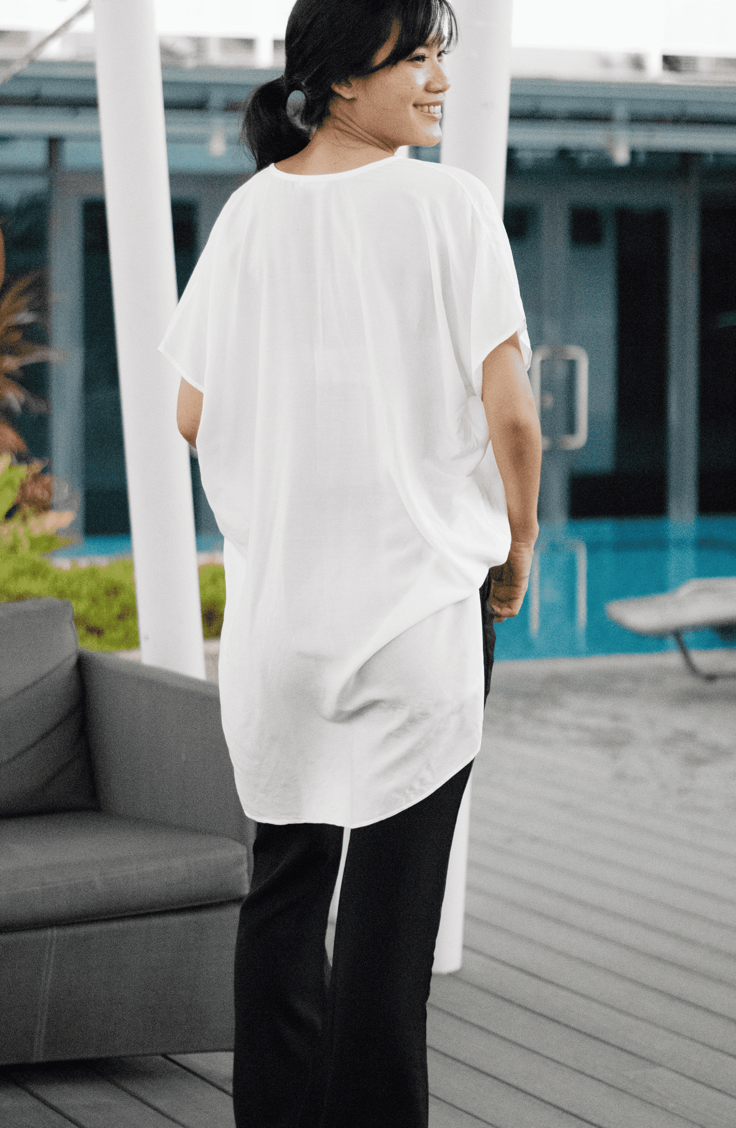 Oversized V-Neck Long T-Shirt