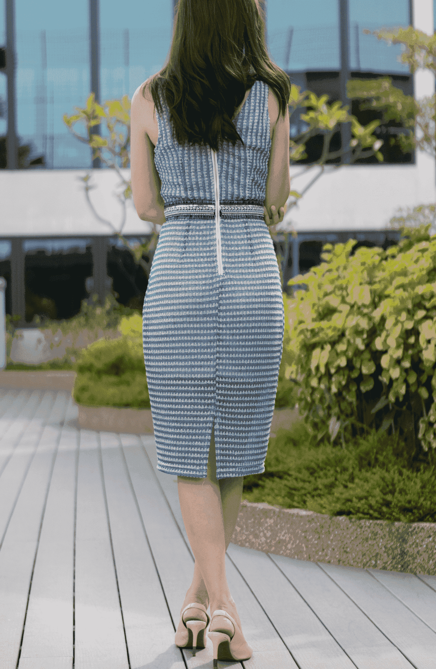 Blue Lace and Beads Shift Dress