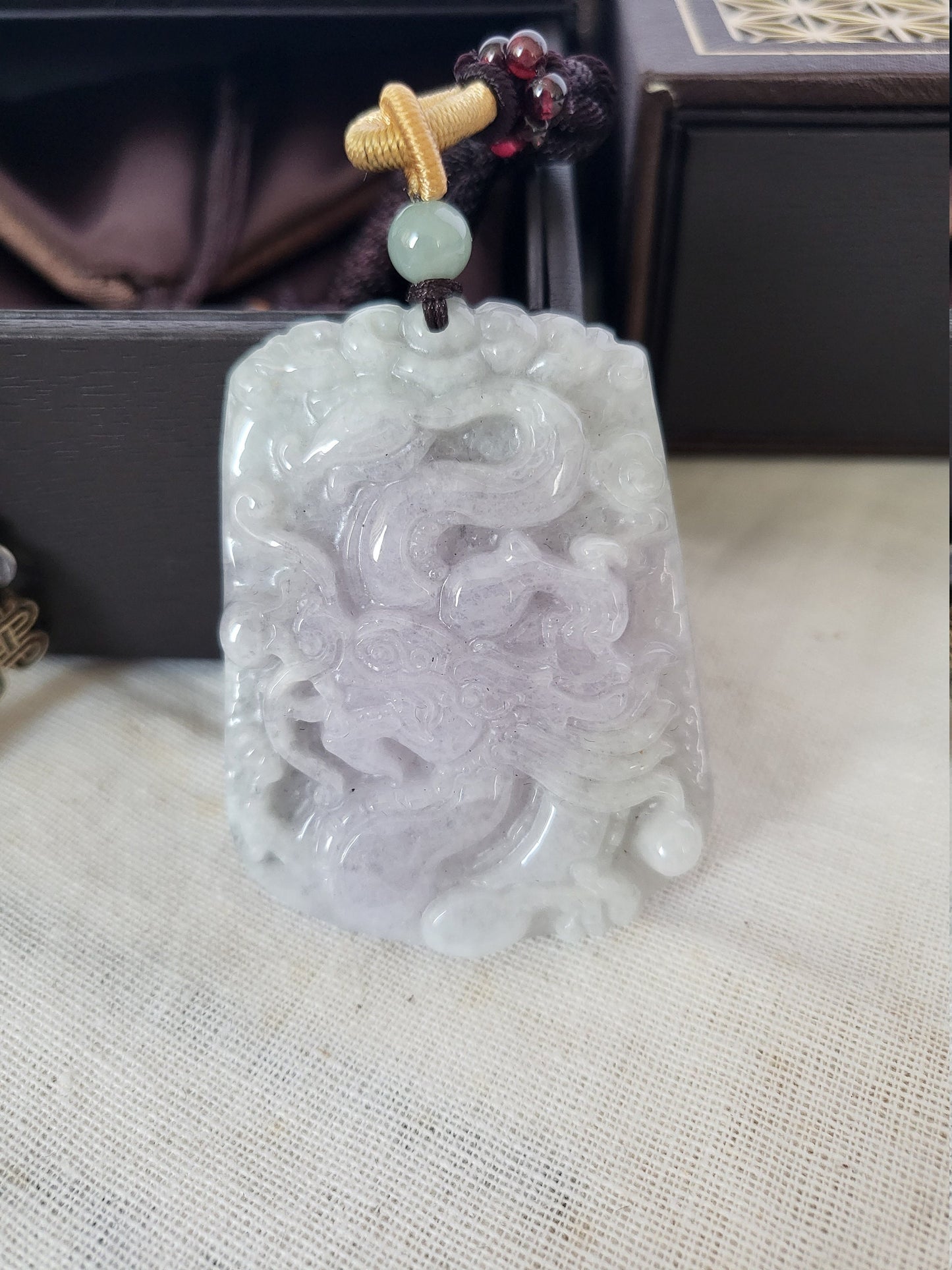 CLEARANCE Natural Lavender Jadeite Grade A Dragon Jade Pendant Ornament Charm