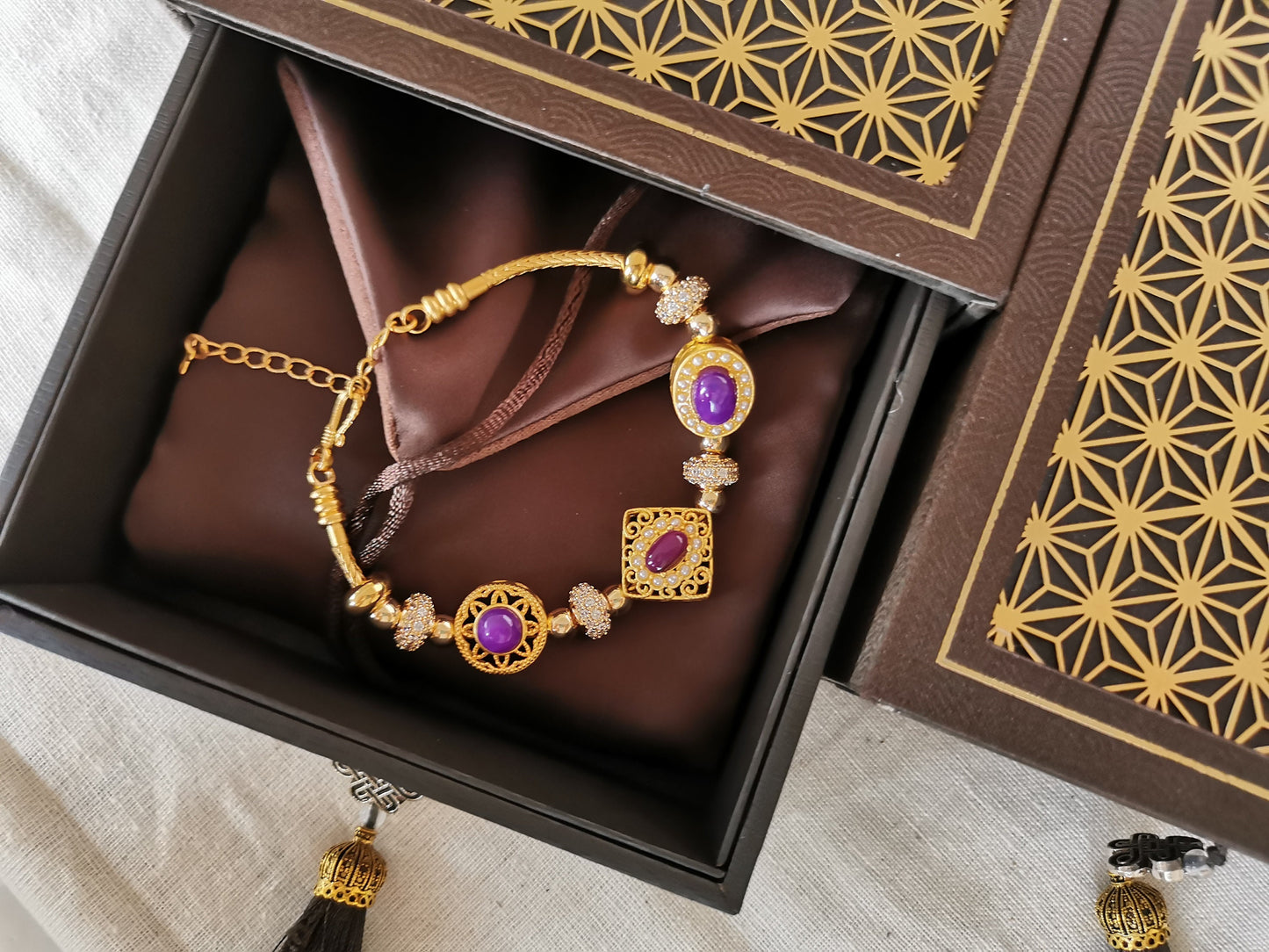 Sugilite Premium 14K & 925 Gold Pandora Bead Snap Custom Bracelet