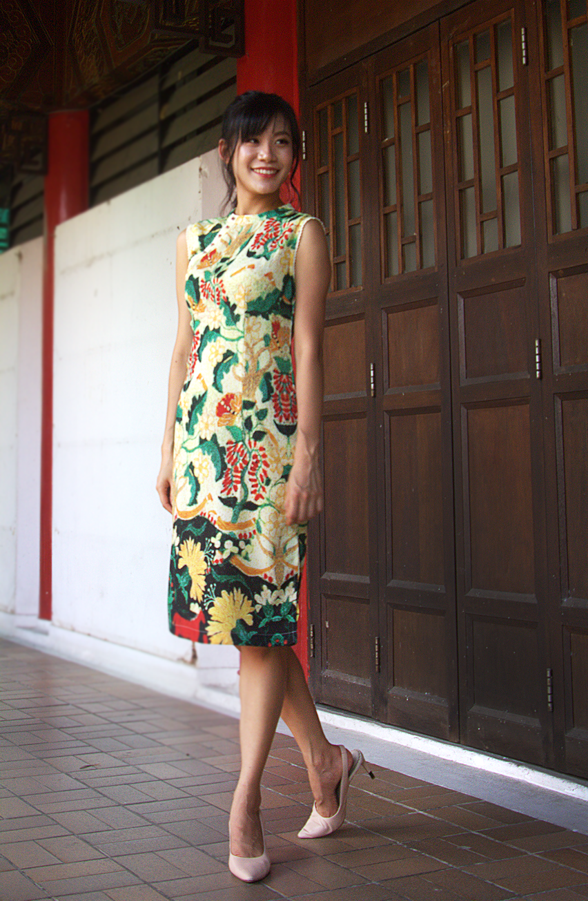 Gillian Yellow Vintage Floral Print Mandarin Chinese Collar Cheongsam Dress Qipao