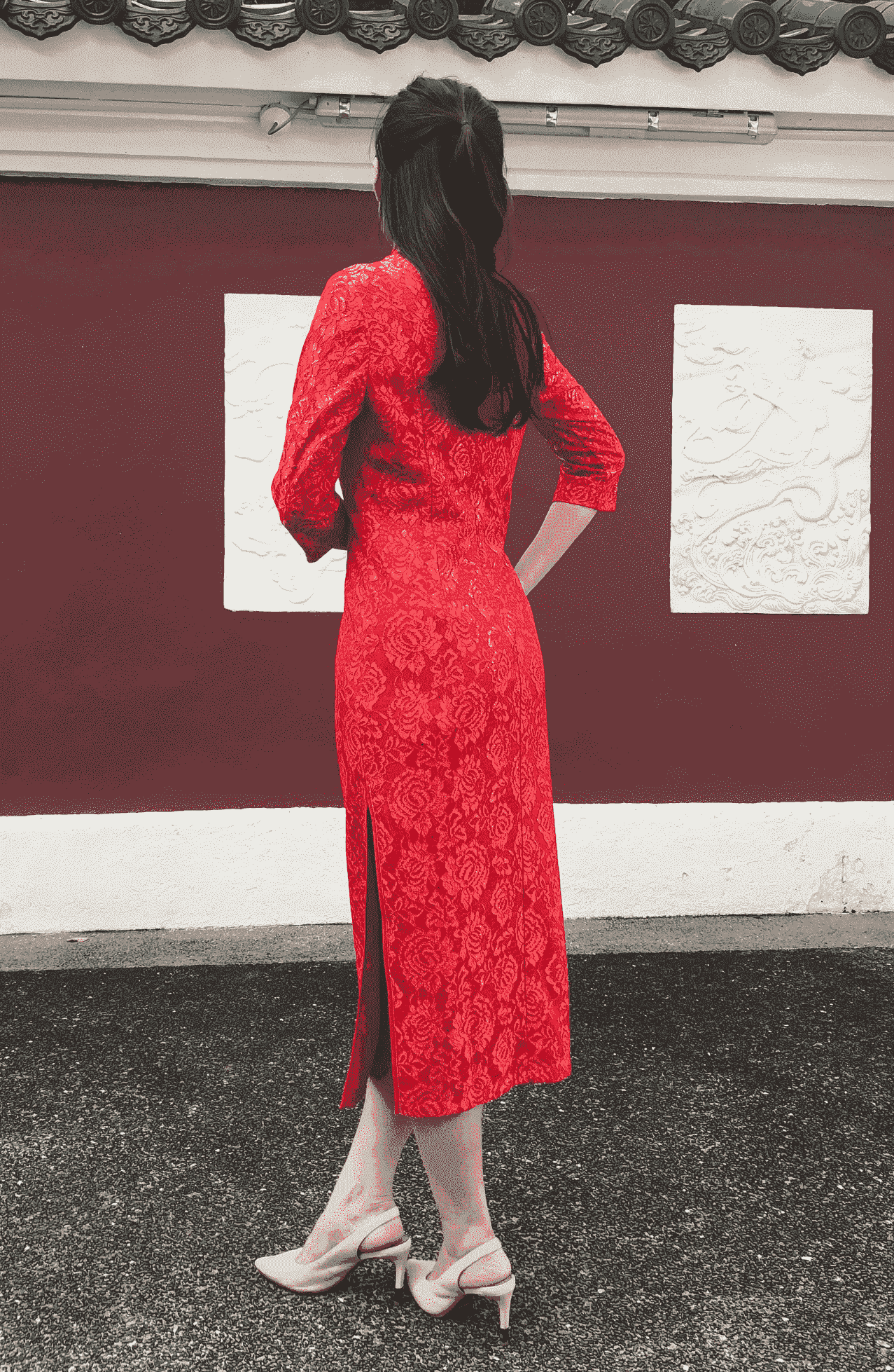 Red Penelope Phoenix Cheongsam Dress Qipao
