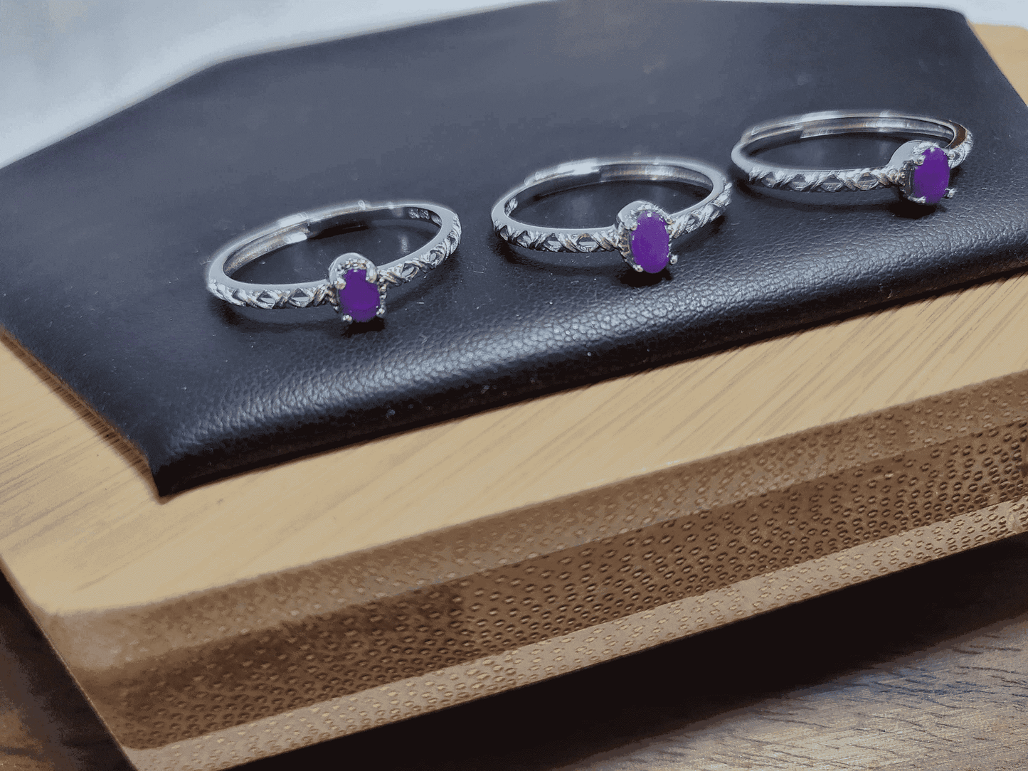 Natural Sugilite RARE Raw Stone Purple Gemstone Dainty Adjustable Silver Ring