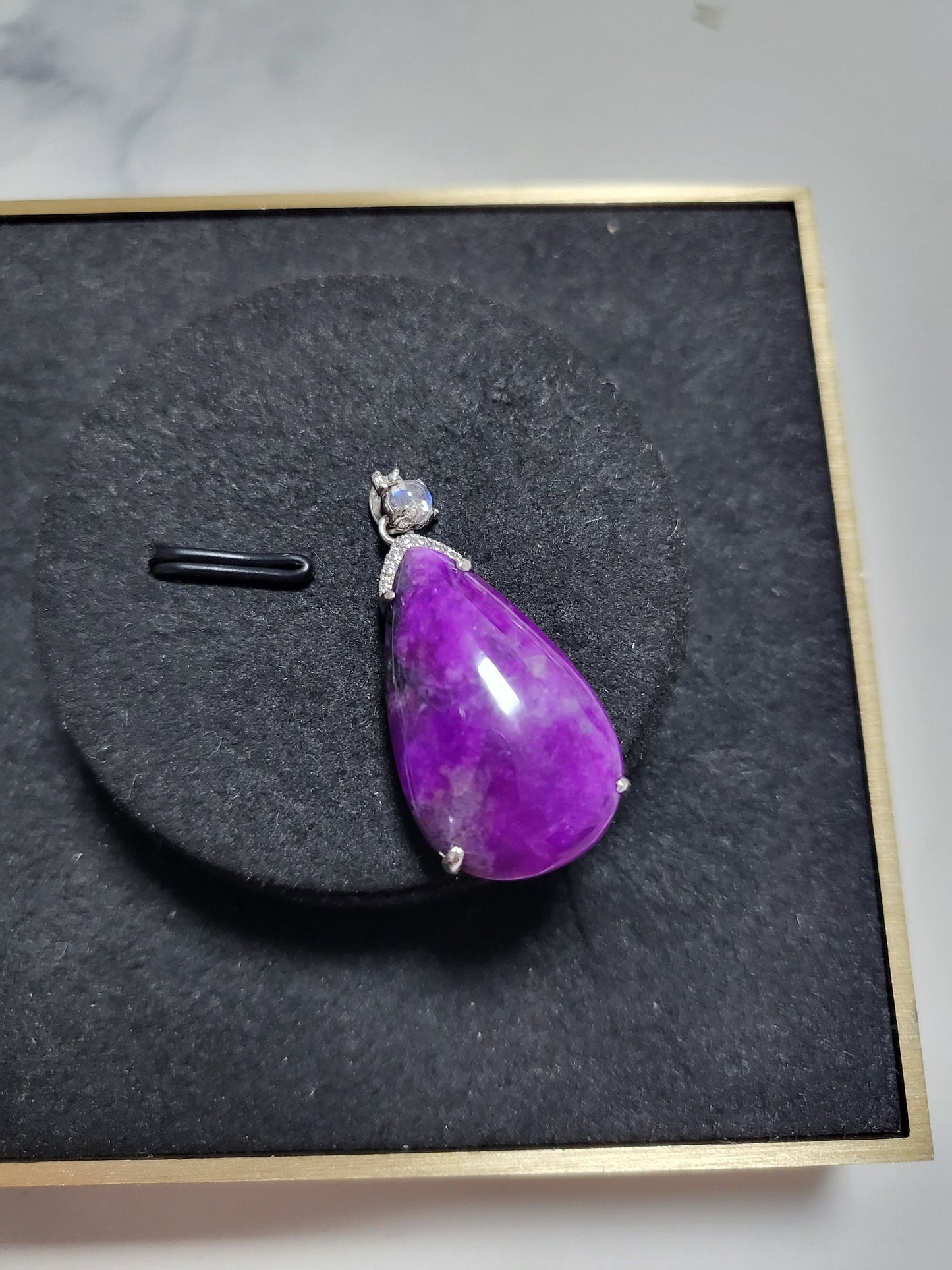 Rare Natural Sugilite Premium Gel Grade Natural Purple Teardrop Stone Crystal Pendant Necklace