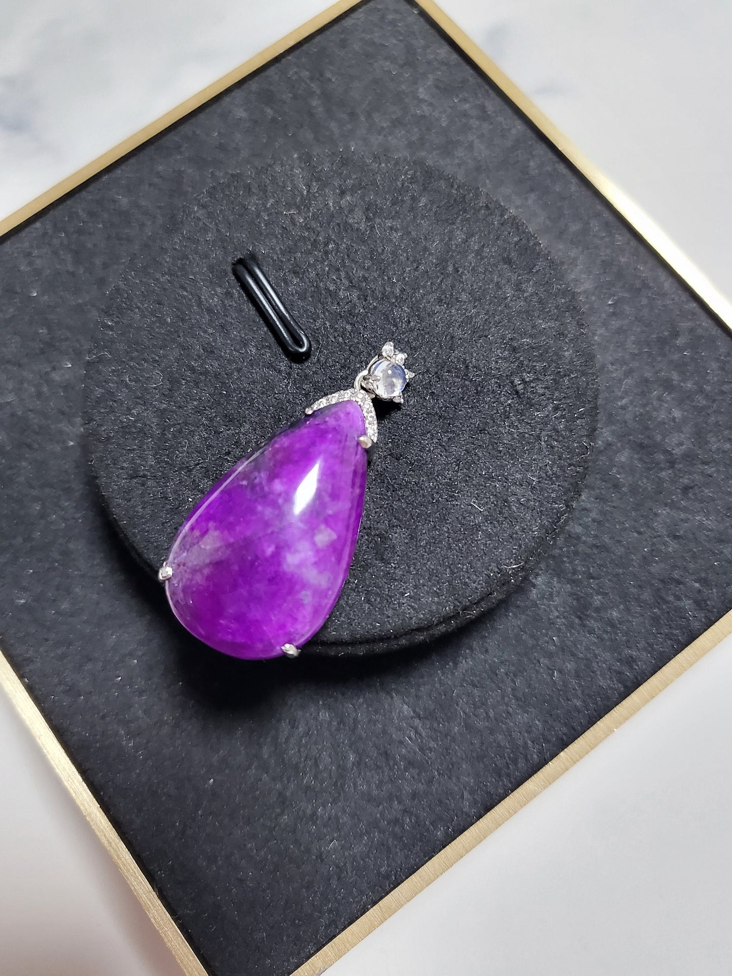 Rare Natural Sugilite Premium Gel Grade Natural Purple Teardrop Stone Crystal Pendant Necklace