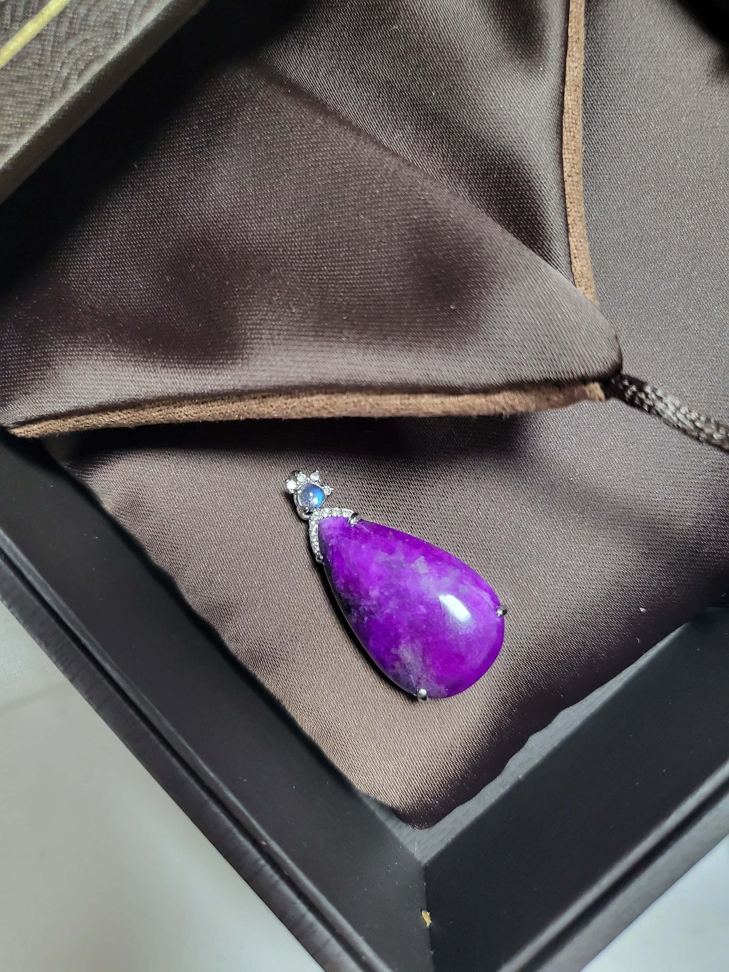 Rare Natural Sugilite Premium Gel Grade Natural Purple Teardrop Stone Crystal Pendant Necklace