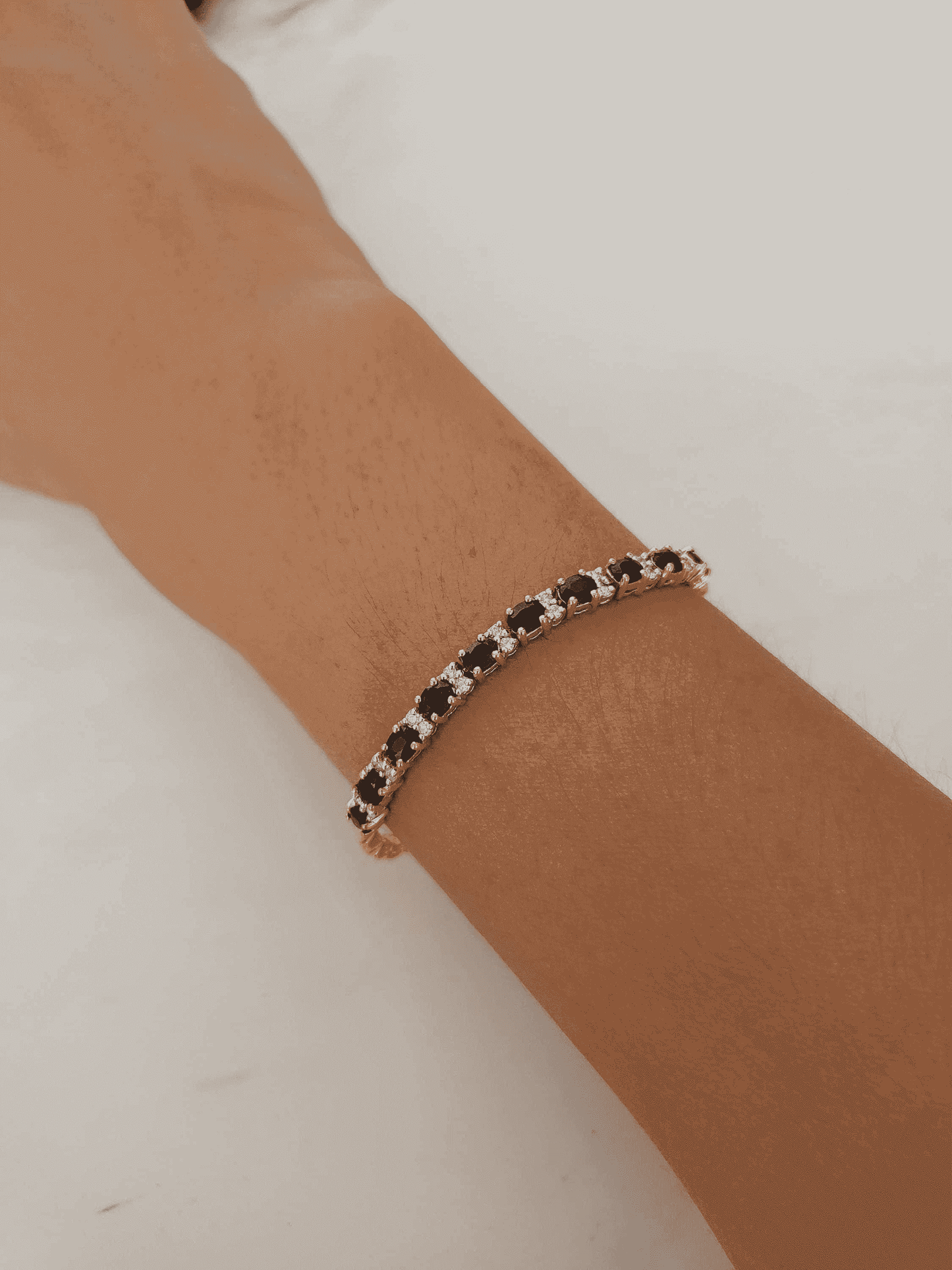 Thai Design Natural Blue Sapphire 9K Solid Gold with Diamonds Chain Bracelet Gems Rare Gemstone Dainty