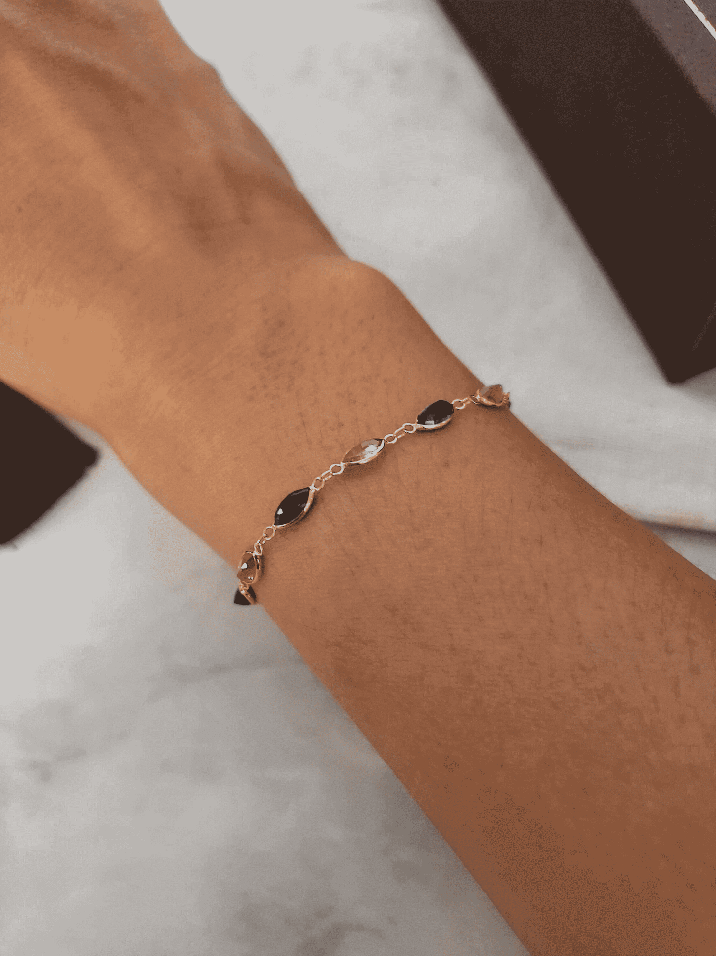 Thai Design Natural Pink Ruby Sapphire Blue 18K Solid Gold Link Chain Bracelet Rare Gemstone Dainty Transcluent Quality