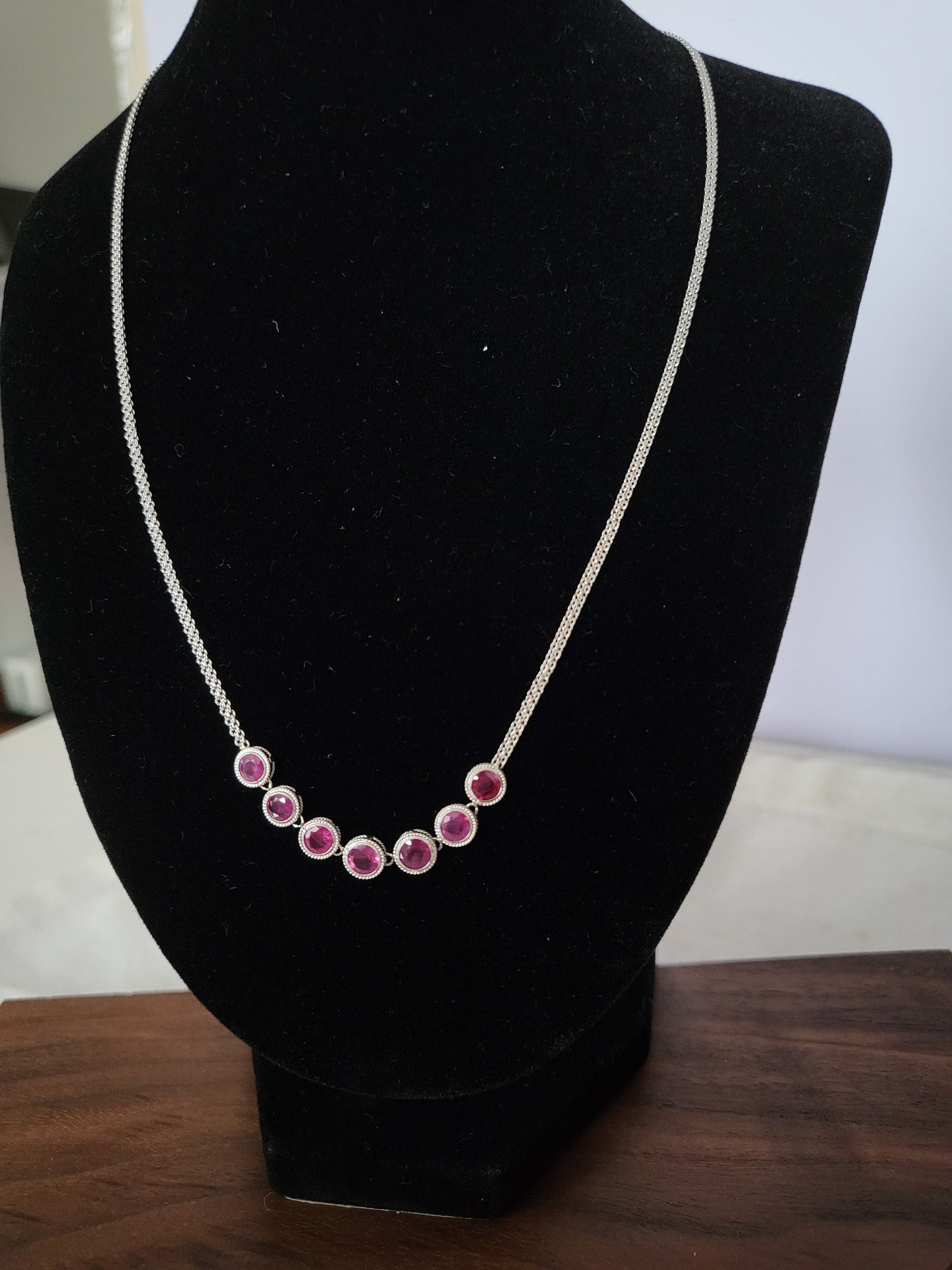 Thai Design 18K Natural Red Burma Burmese Ruby Solid White Gold Necklace Rare Gemstone Dainty