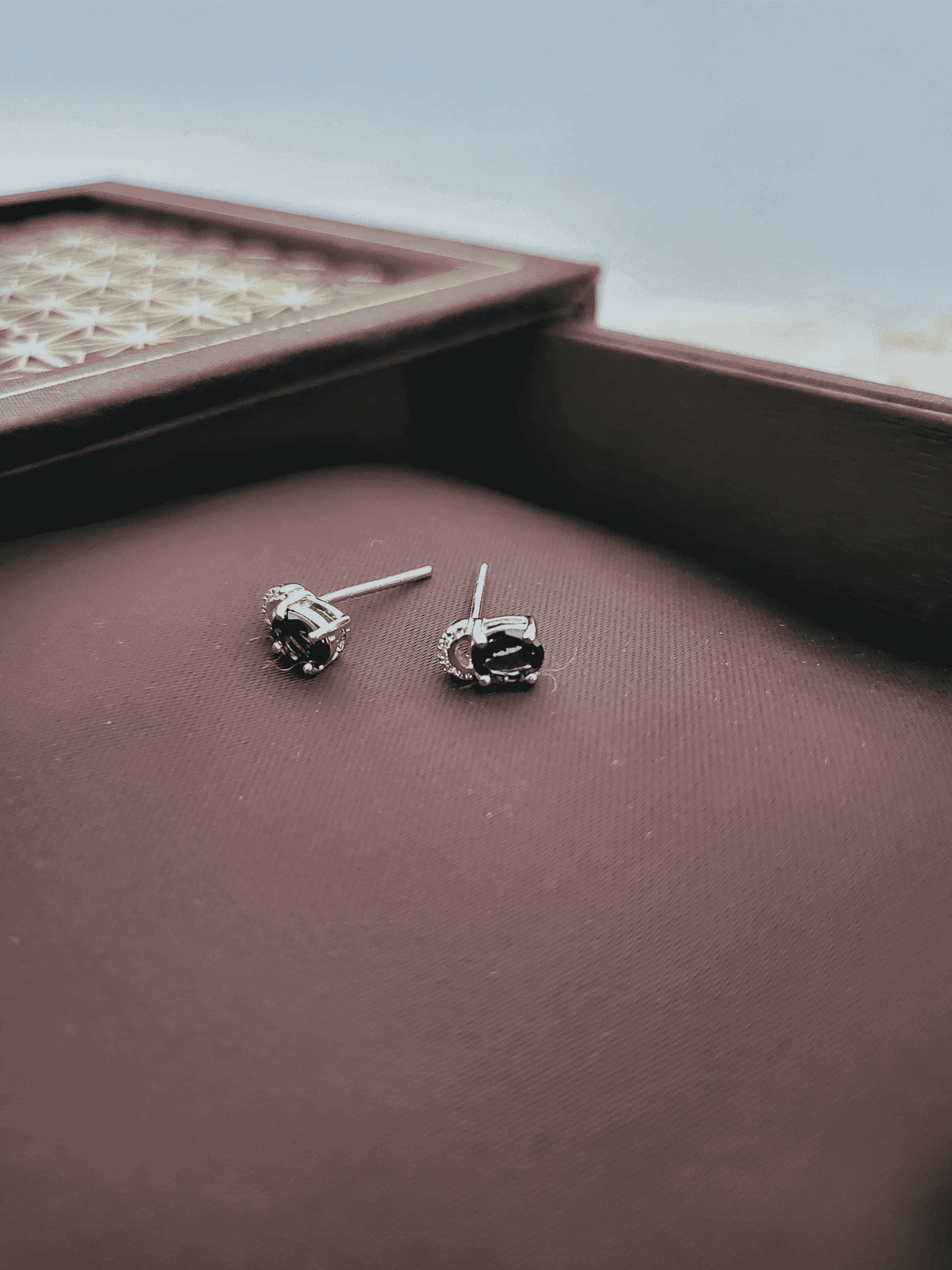 Natural Blue Sapphire Rare Gemstone Earrings with Cubic Zirconia Stud Silver Earrings