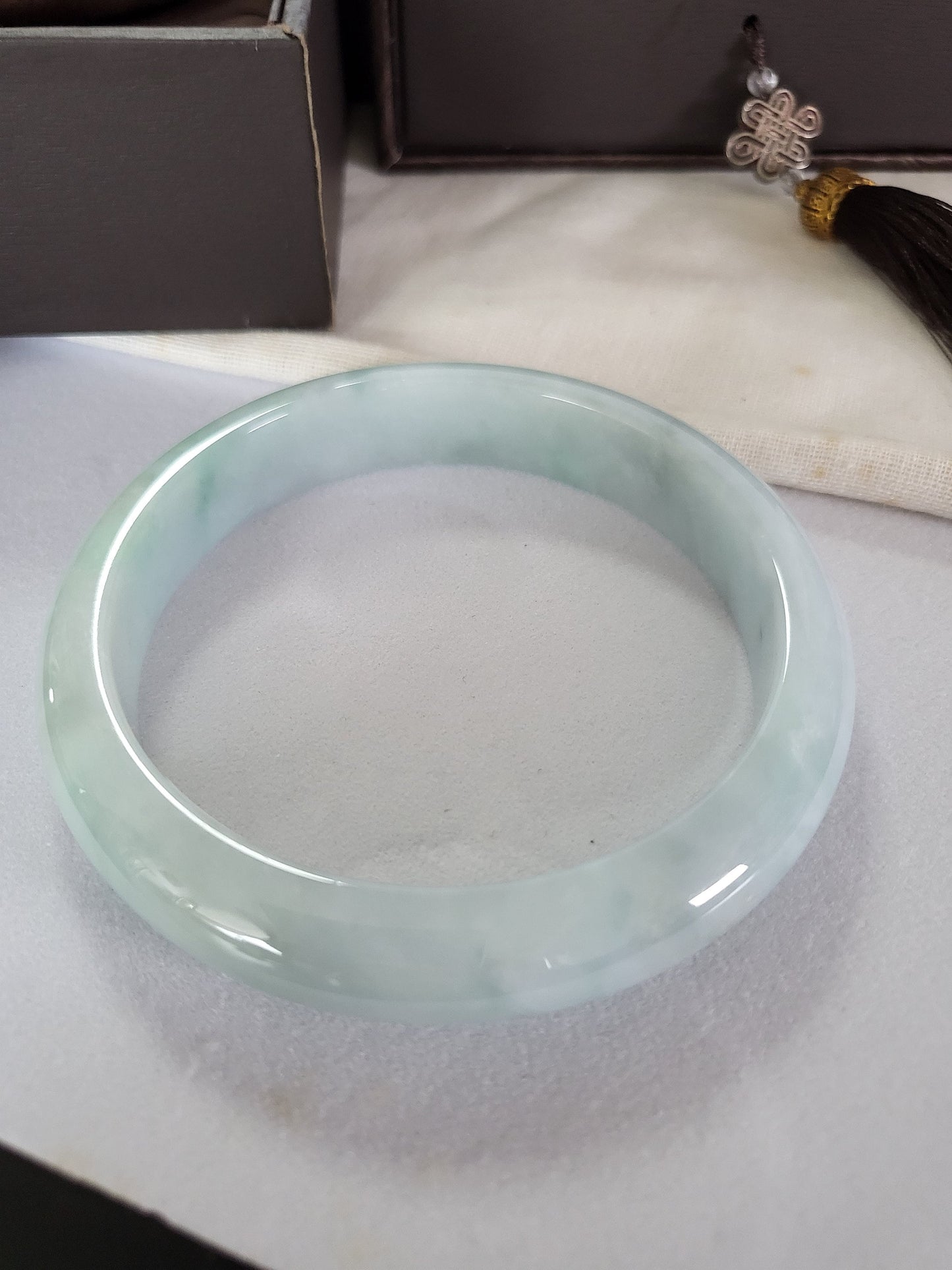 61.4mm Jadeite Grade A Bangle Natural Burma Jade Lavender [SEA PARADISE COLLECTION]