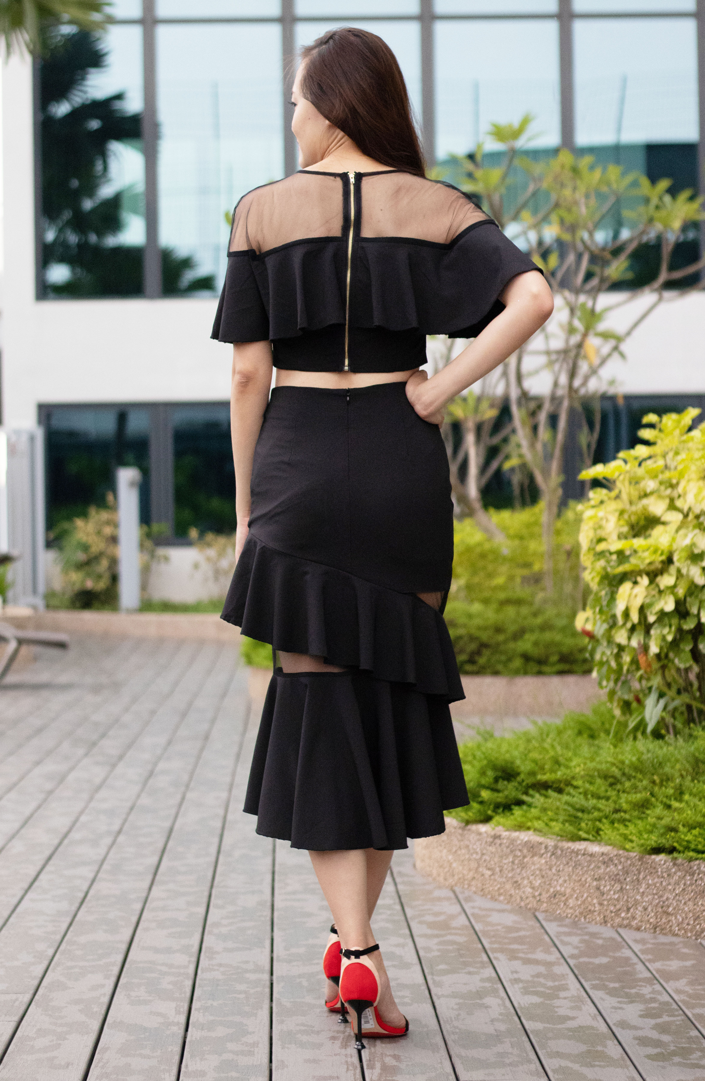 Brigitte Drapey Net Tiered Skirt