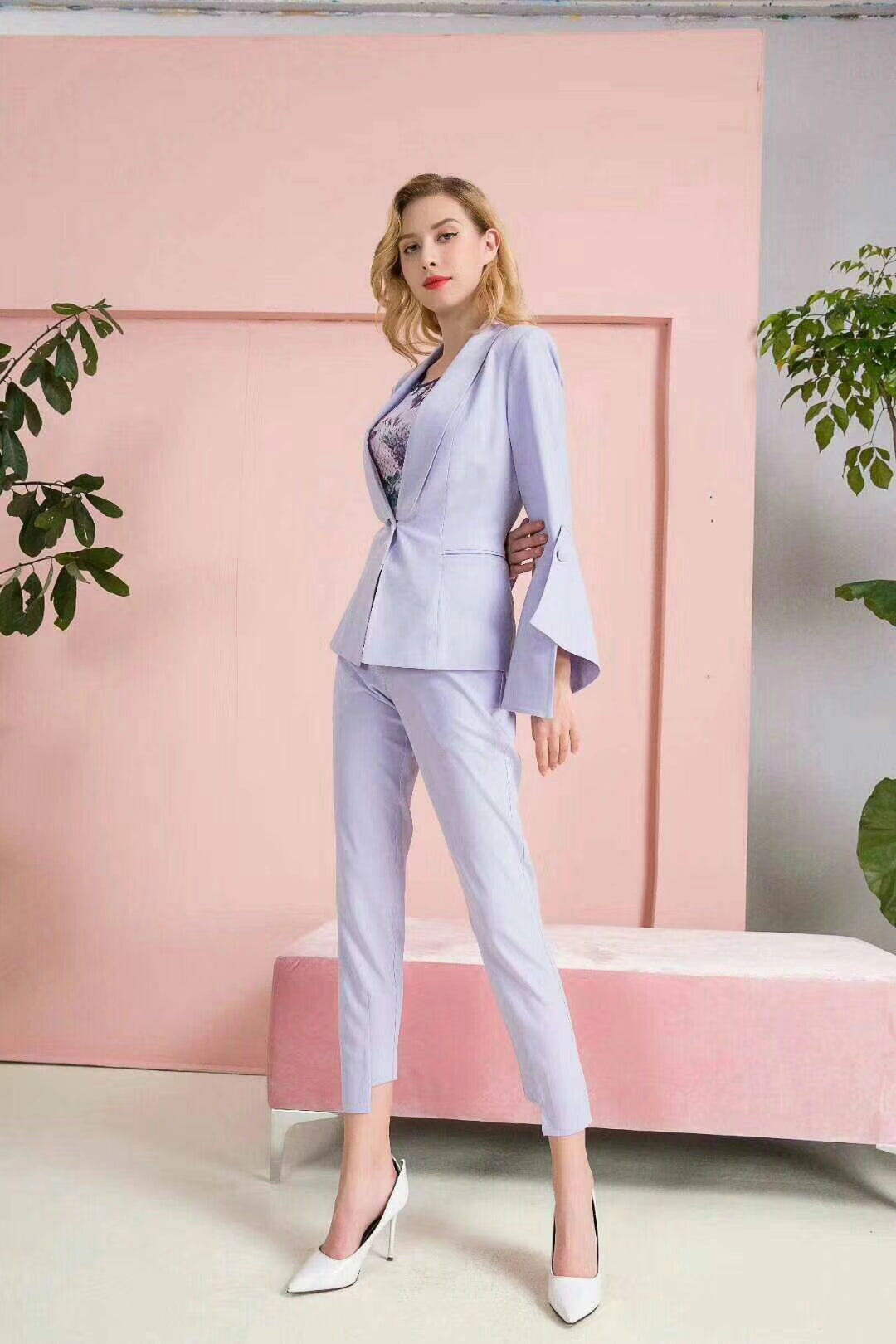 Lilac Julea Straight-Cut Tapered Work Pants