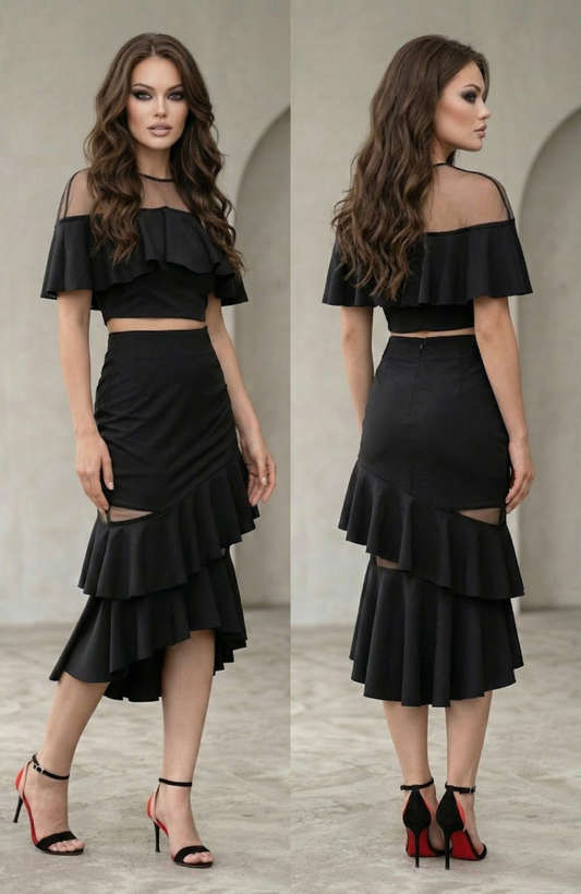 Brigitte Netted Tiered Layered Sexy Chic Co-ord