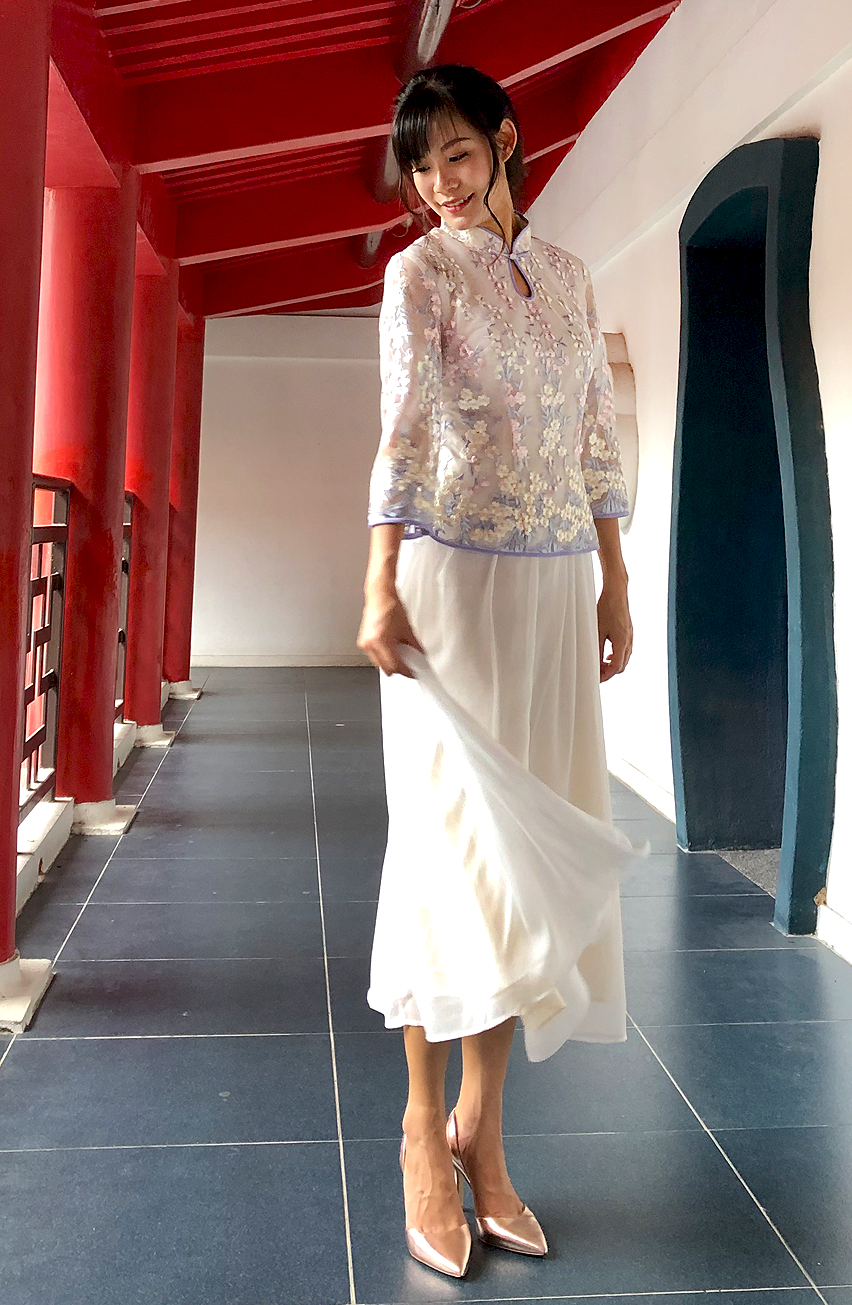 Ella Dream Lace Chinese Mandarin Collar Cheongsam Midi A-Line Flare Dress Qipao Ella Dream Lace Chinese Mandarin Collar Cheongsam Midi A-Line Flare Dress Qipao