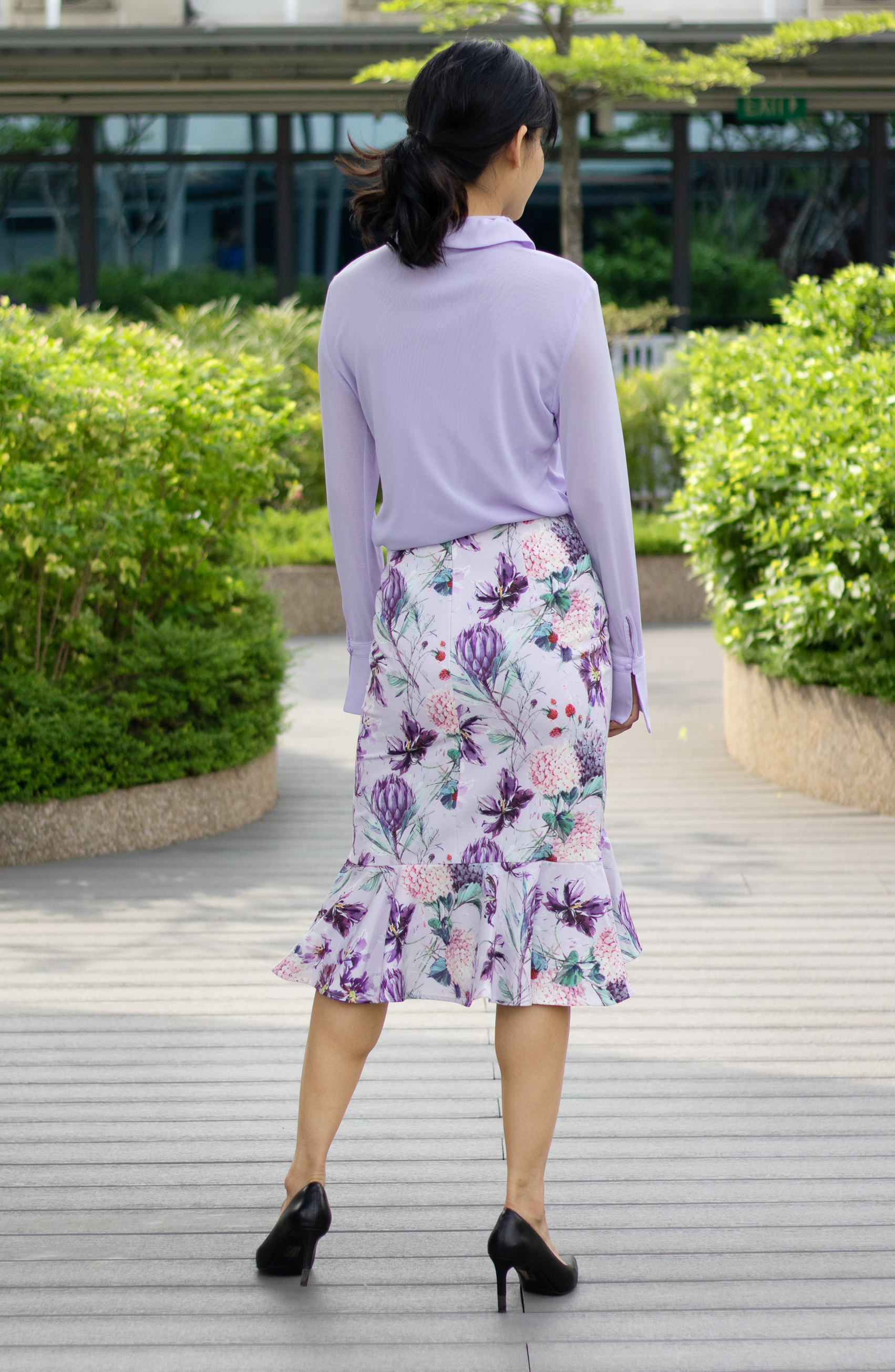 Lilac Floral Ruffle Skirt