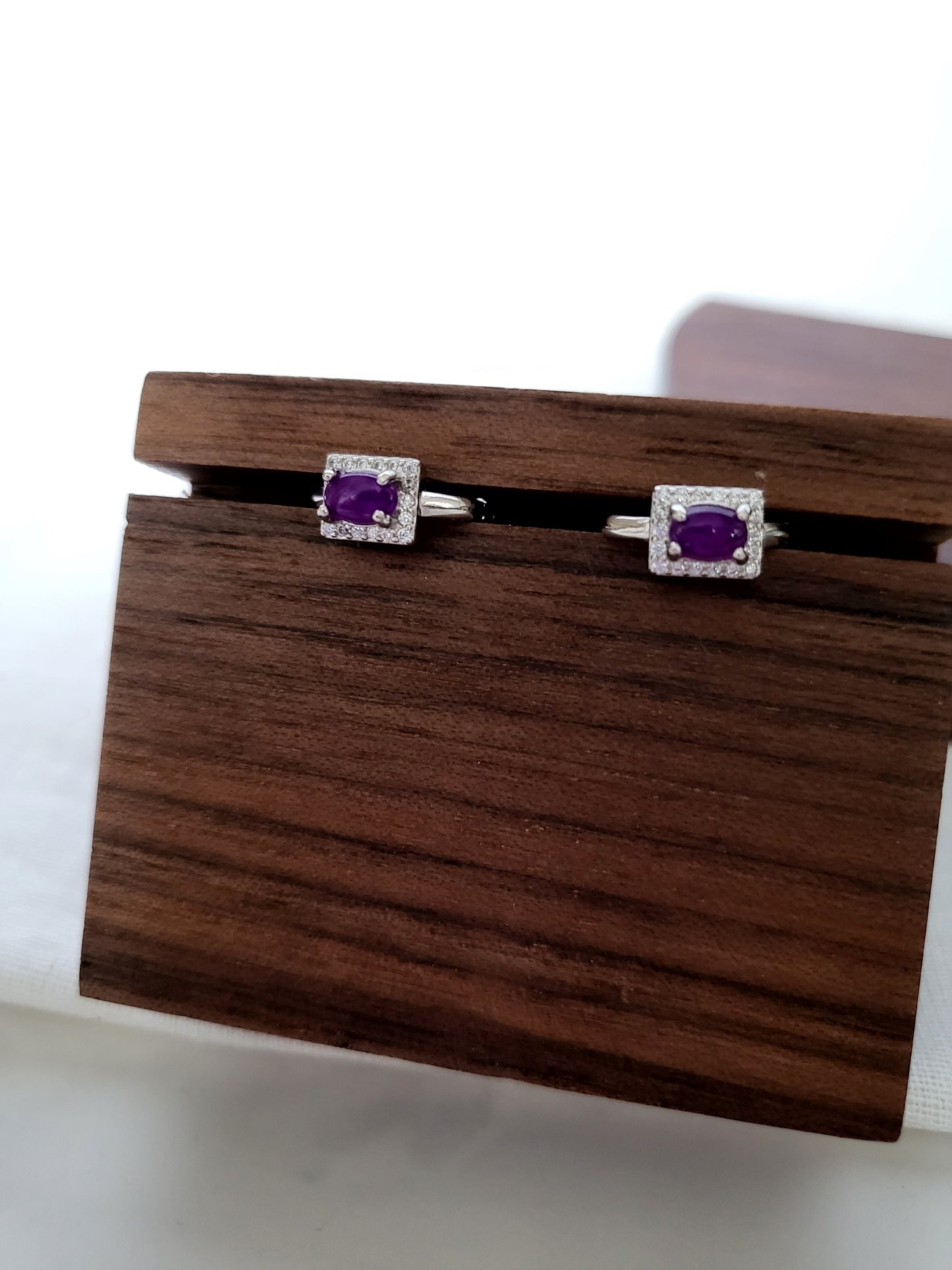 Sugilite Rare grade Royal Purple Gel 925 Silver earrings with crystals