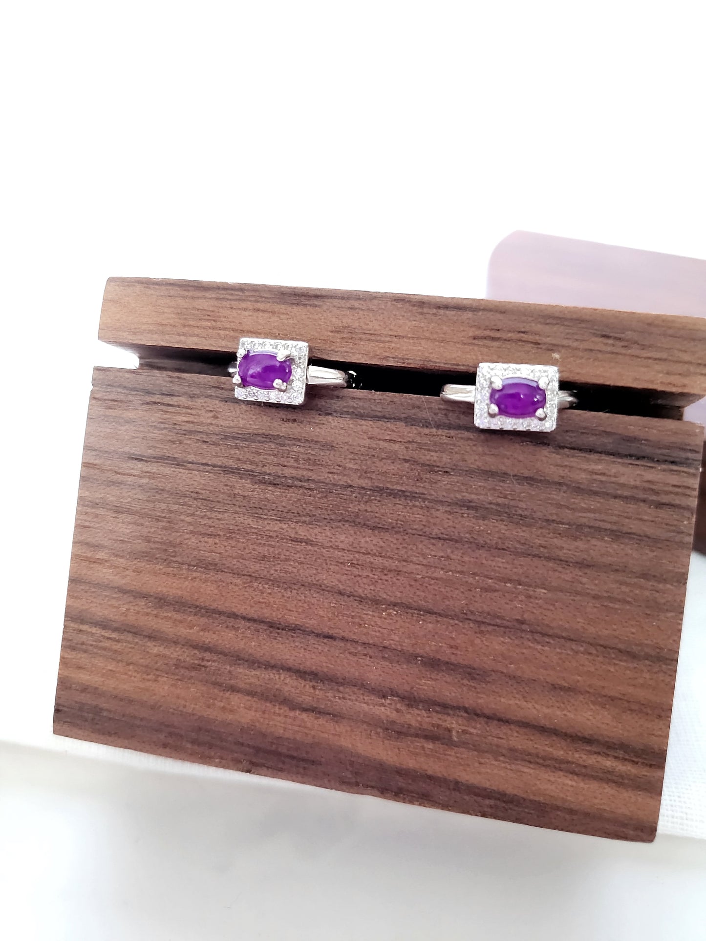 Sugilite Rare grade Royal Purple Gel 925 Silver earrings with crystals