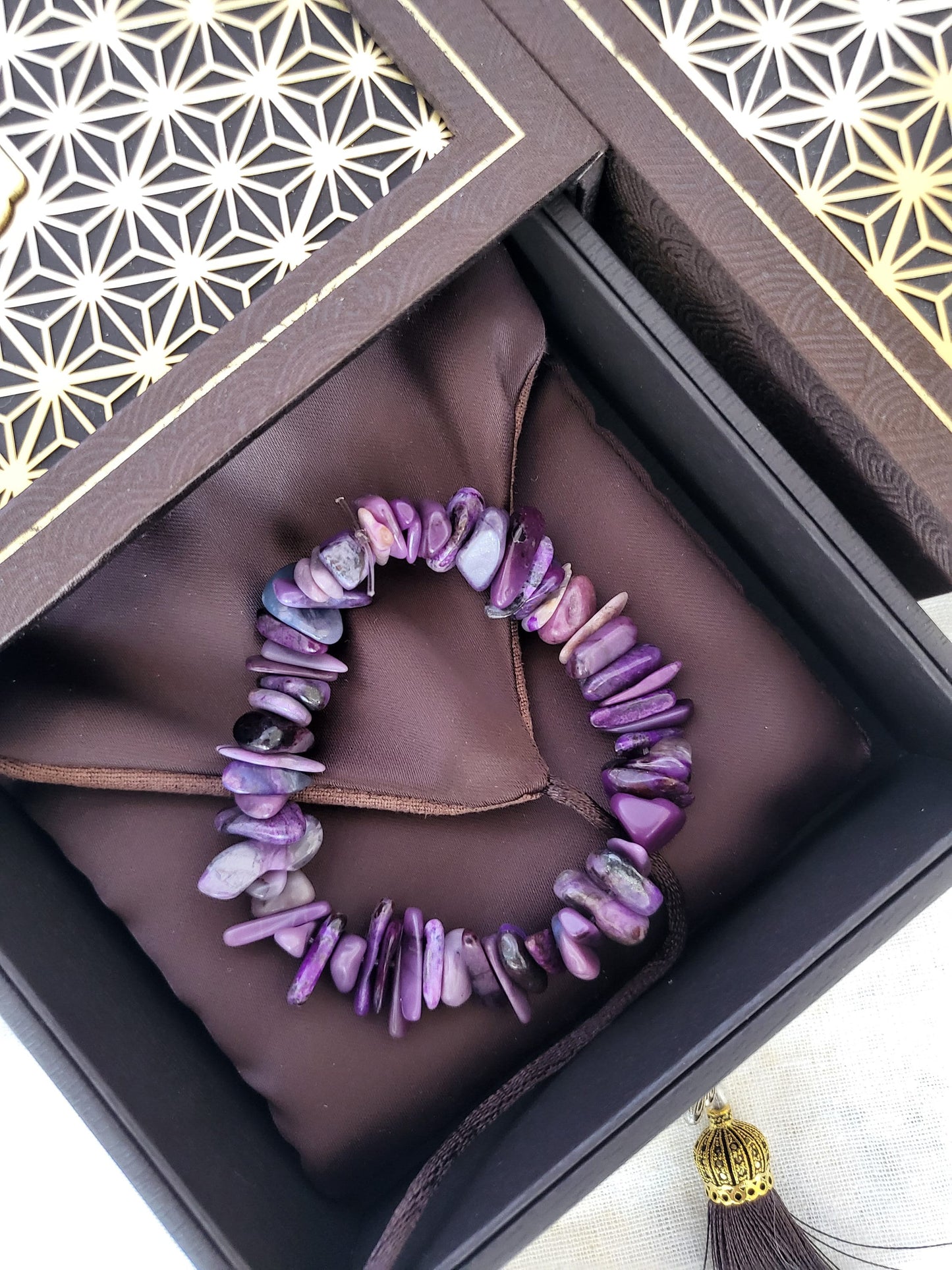 Sugilite Natural High-Quality Chip Smooth Sakura Lilac Royal Purple Bead Beaded Bracelet