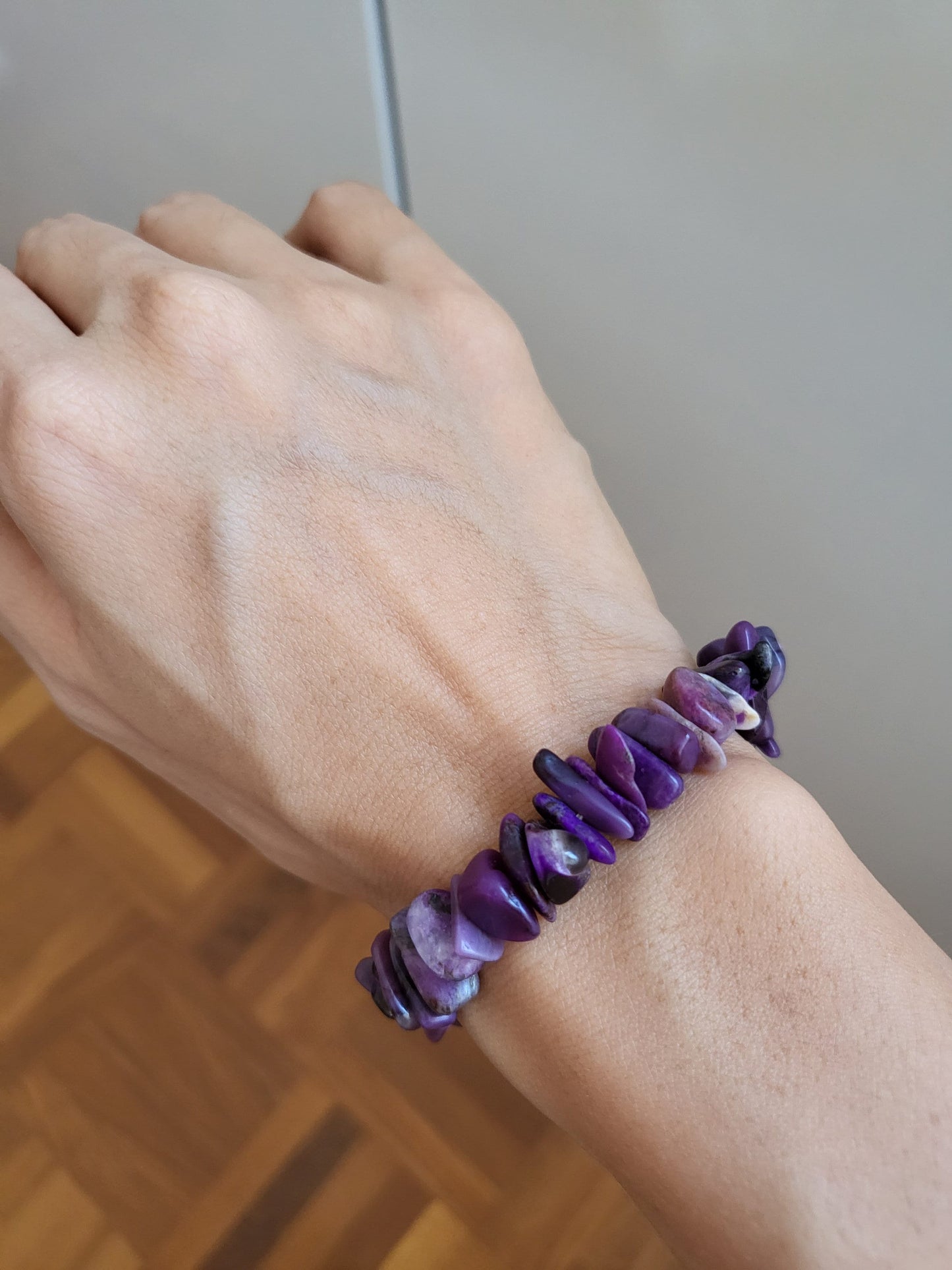 Sugilite Natural High-Quality Chip Smooth Sakura Lilac Royal Purple Bead Beaded Bracelet