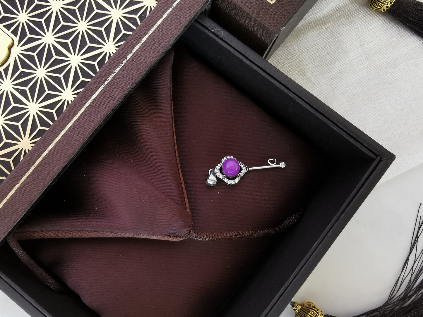 Rare Gel Grade Purple Round Sugilite Stone Key Pendant