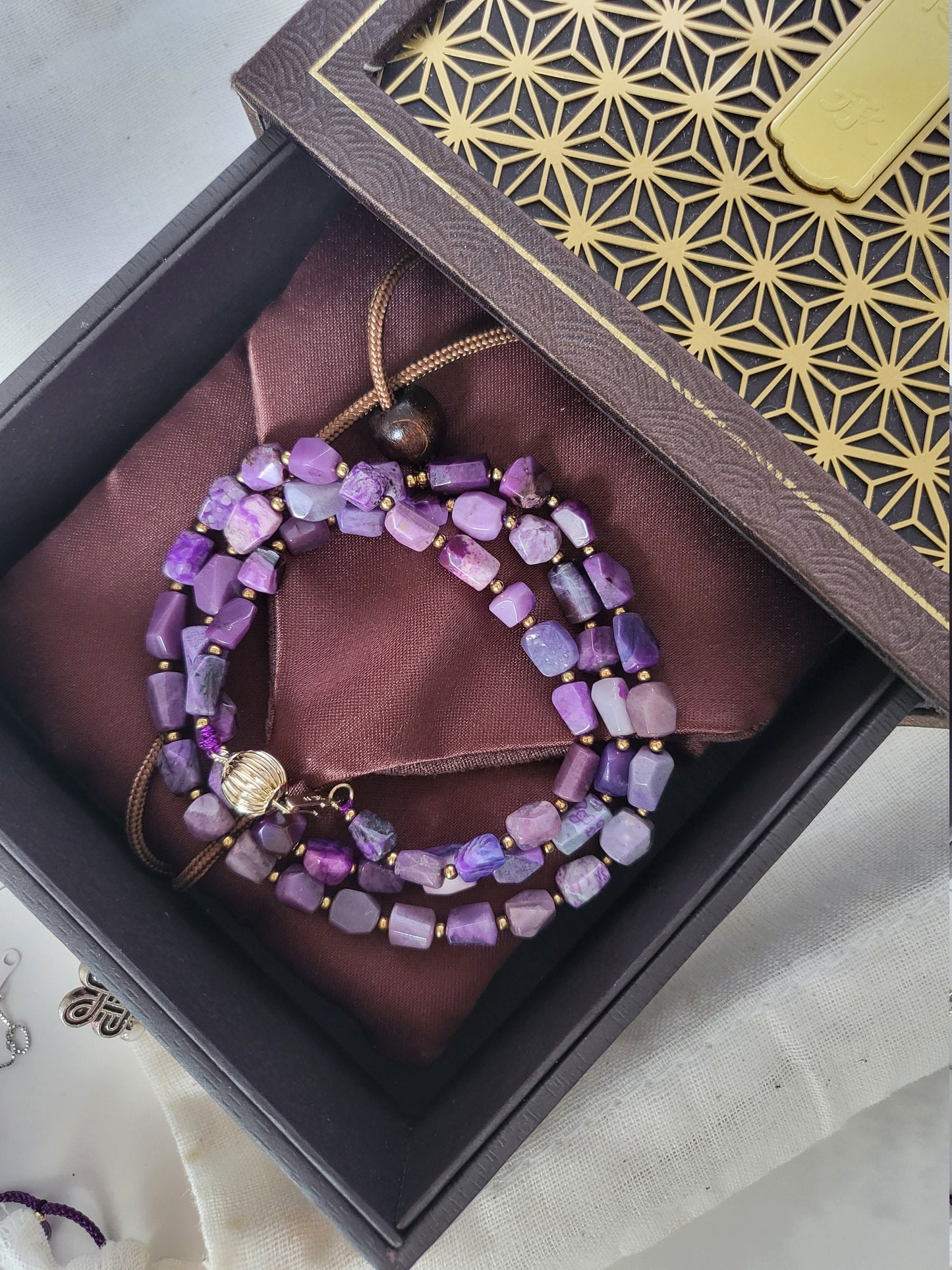 Natural Sugilite Purple Stone Chip beads Crystal Multi-rounds Bracelet Necklace