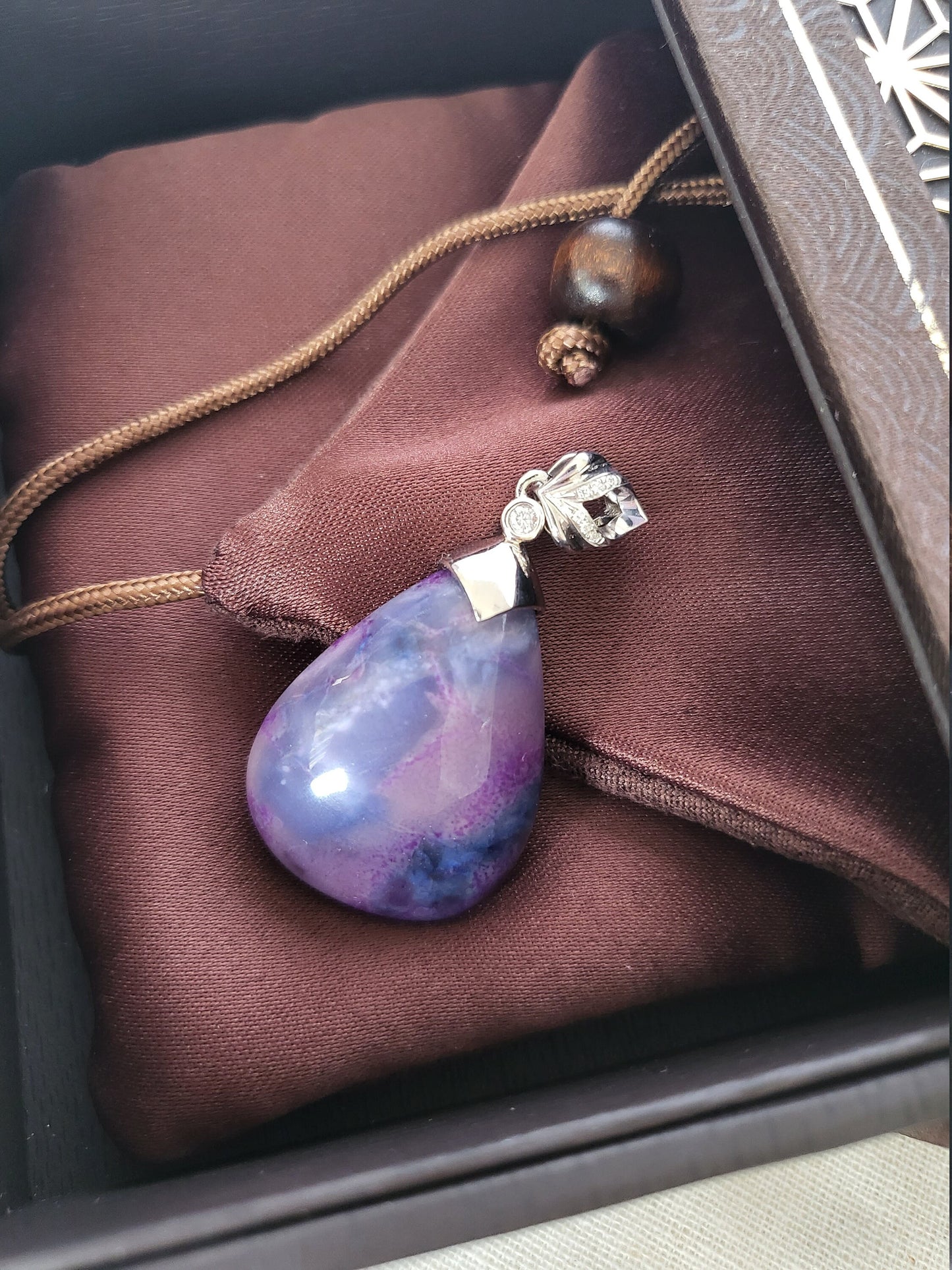 RARE Gel Premium Grade Natural Purple Sugilite Teardrop Stone Crystal Pendant Necklace