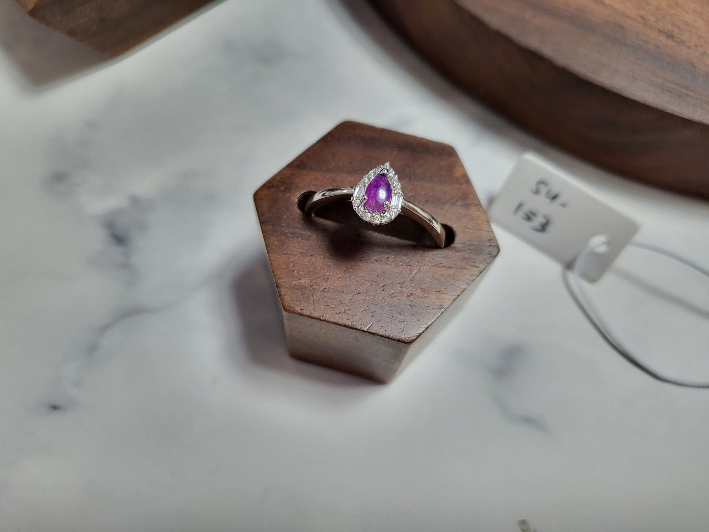 Natural Sugilite Ring RARE Gel Raw Stone Purple Gemstone Dainty Adjustable Silver Ring with Crystals