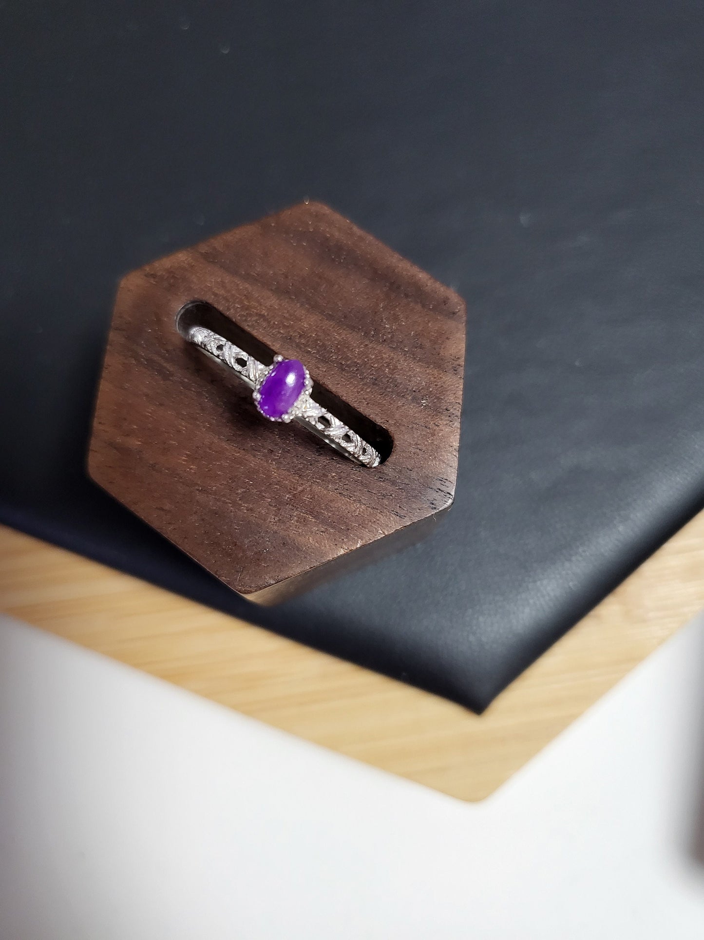 Natural Sugilite RARE Raw Stone Purple Gemstone Dainty Adjustable Silver Ring