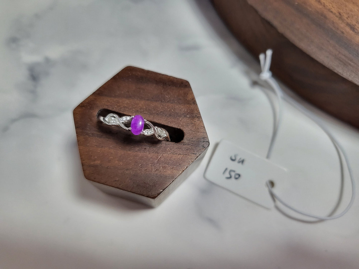 RARE Natural Sugilite Raw Stone Purple Gemstone Dainty Adjustable Silver Ring with Crystals