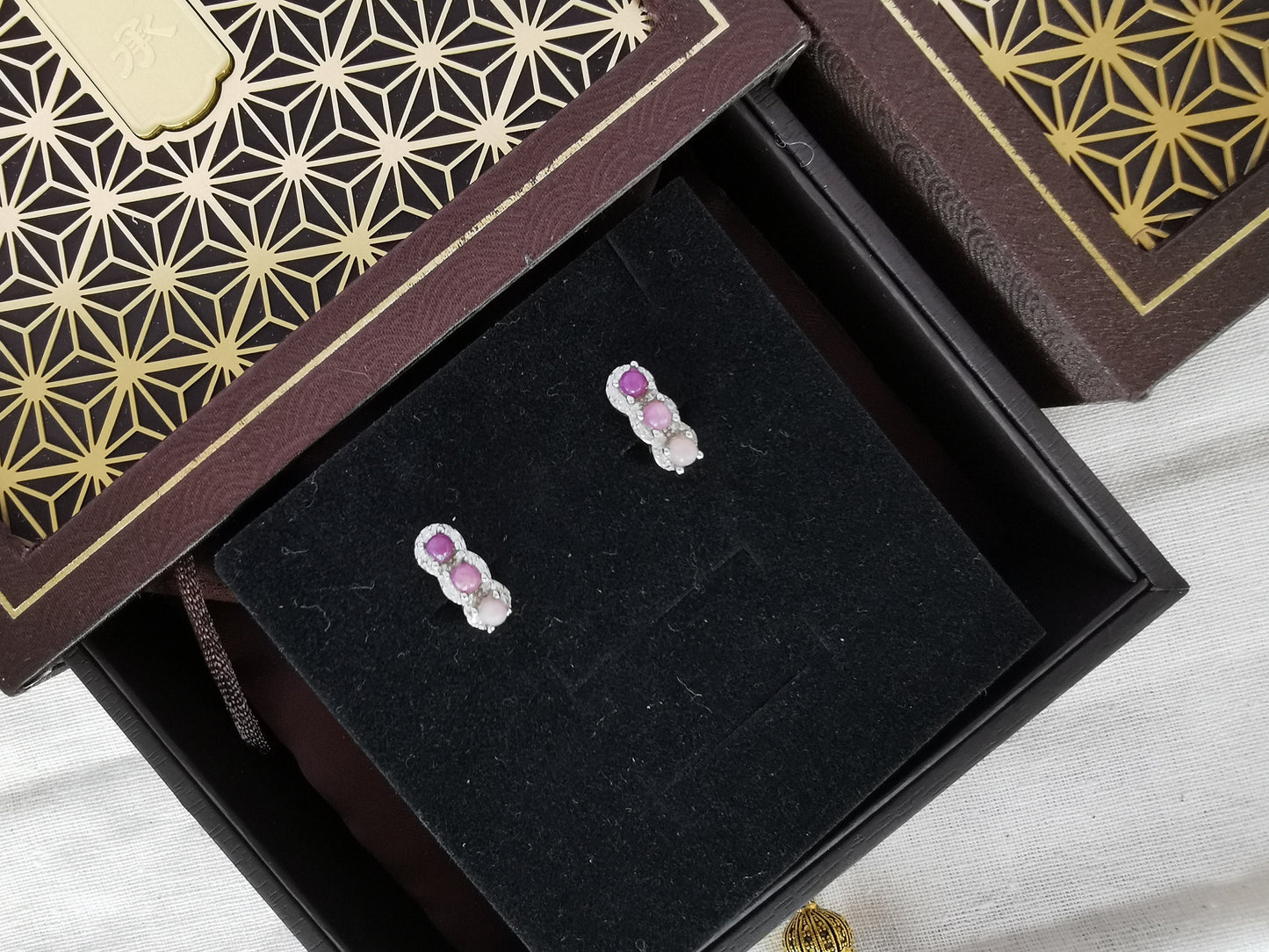 Natural Sugilite Earrings RARE Purple Gradient Hoop Earrings with crystals