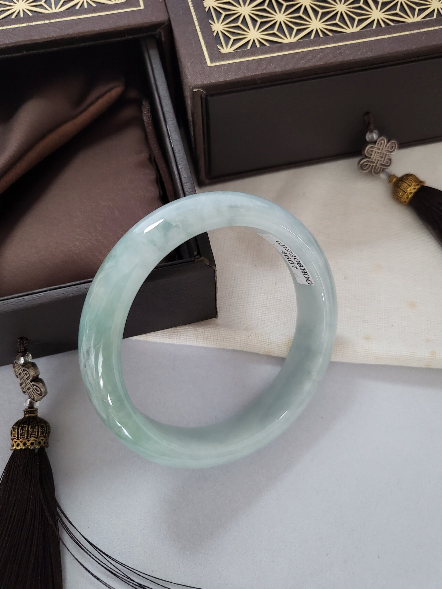55.9mm Jadeite Grade A Bangle Natural Burma Jade Lavender [SEA PARADISE COLLECTION]