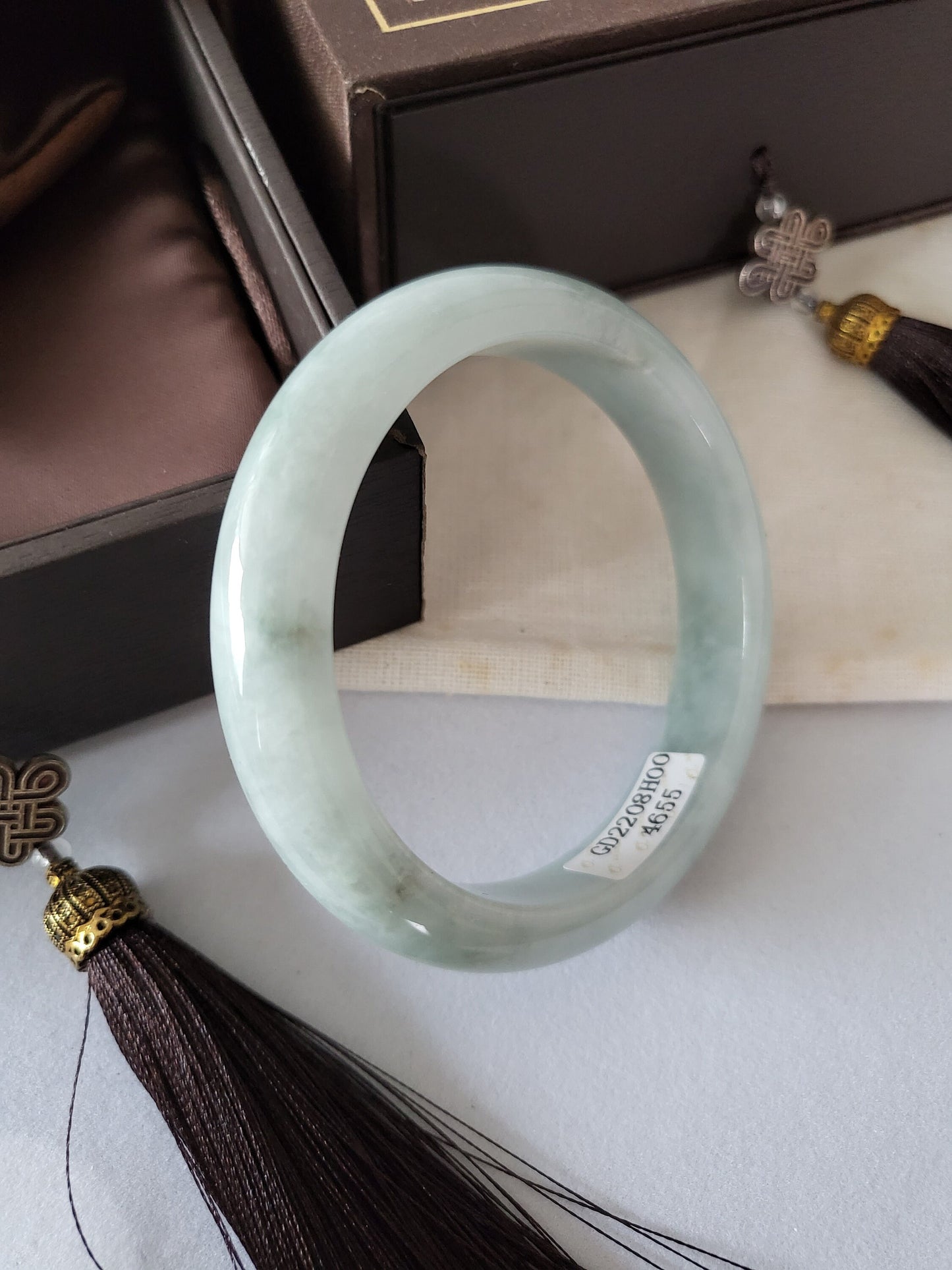 54.6mm Jadeite Grade A Bangle Natural Burma Jade Lavender [SEA PARADISE COLLECTION]