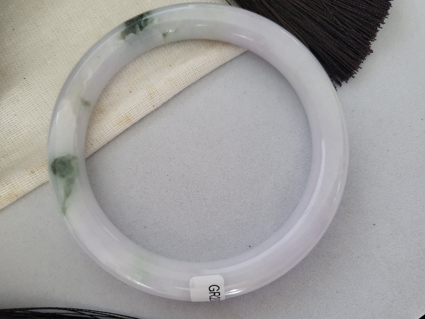59.3 mm Jadeite Grade A Bangle Natural Burma Jade Rose Lavender Green [WINTER ROSE COLLECTION]