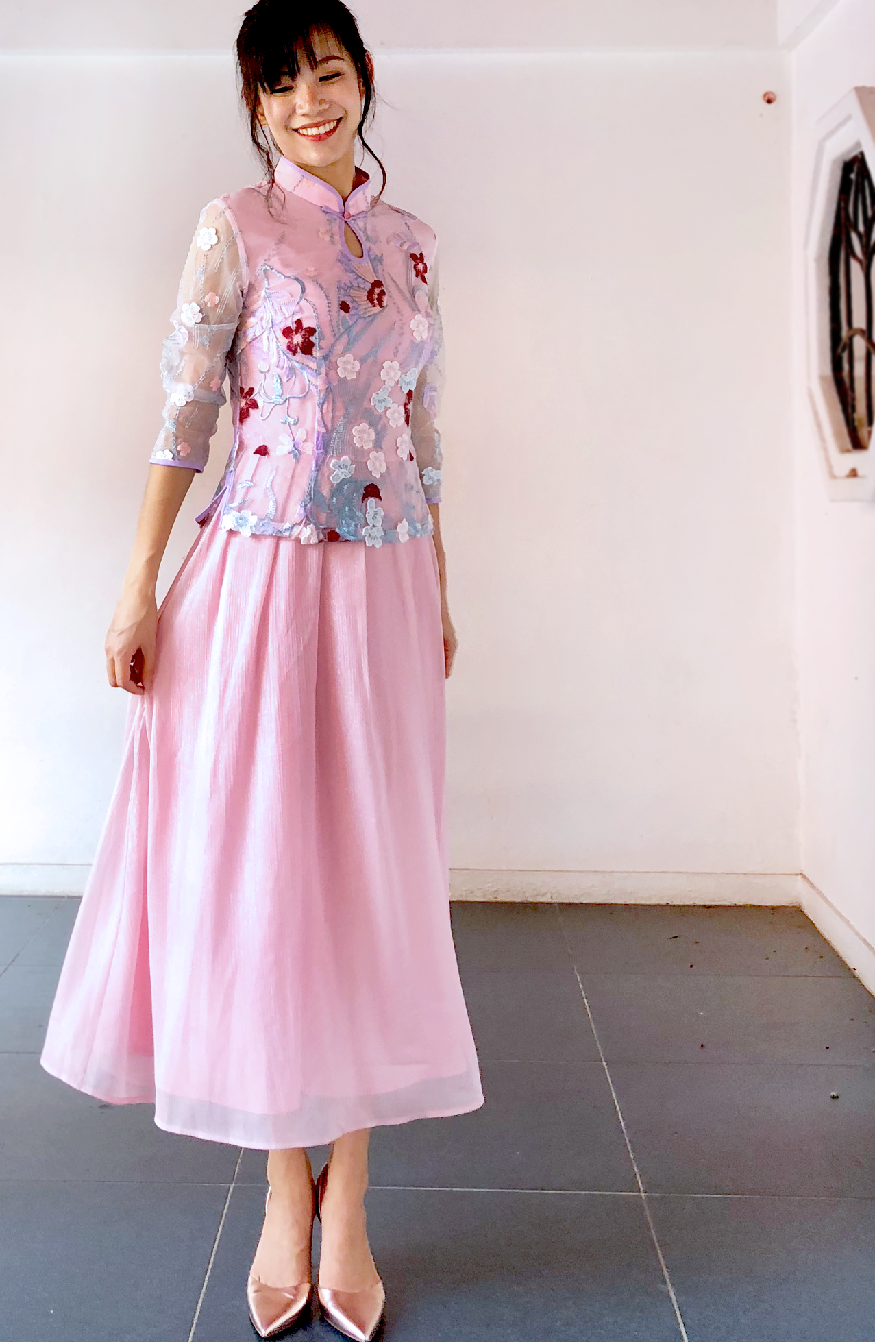 Daisy Dream Lace Cheongsam Midi Dress