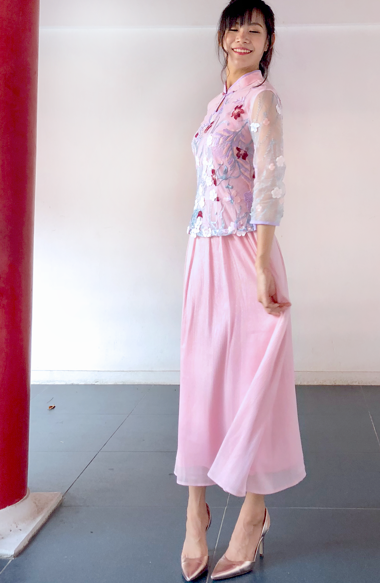 Daisy Dream Lace Cheongsam Midi Dress